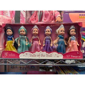Belle Of The Ball 5.5" Princess Doll Set - 6-Pack With Poseable Limbs Realistic